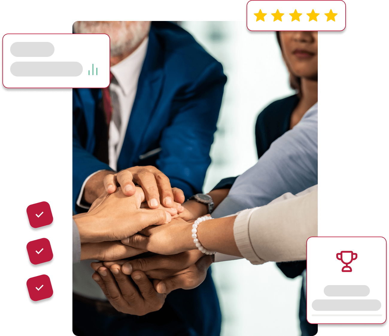 a group of people with their hands in the middle as a sign of a business agreement