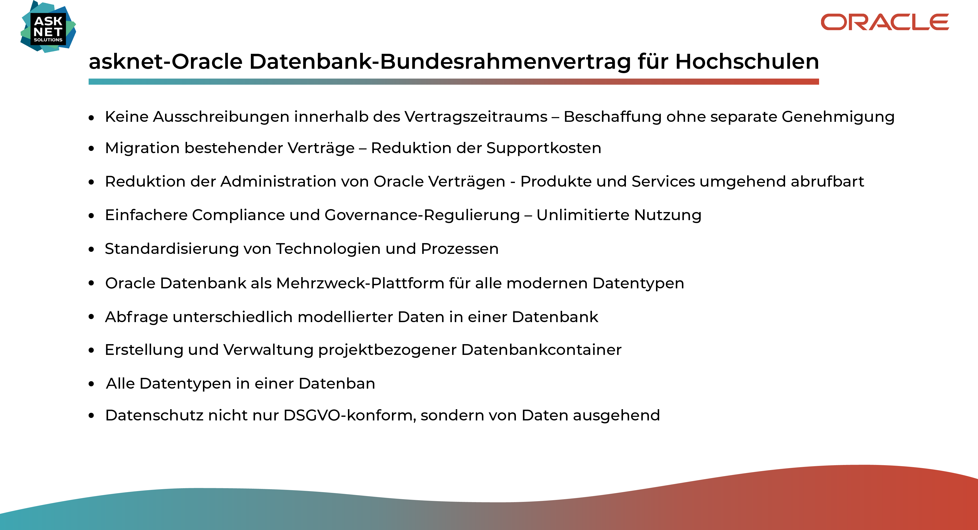 onepager_asknet & Oracle Datenbank-Bundesrahmenvertrag für Hochschulen weiß hintergrund